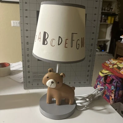 Bedtime Originals Animal Alphabet Brown Bear Nursery Lamp with Shade Lamb & Ivy - Image 1 of 4