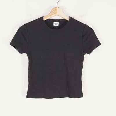 Camiseta feminina Aritzia Sunday Best Little Ribbed preta manga curta tamanho XS - Imagem 1 de 4