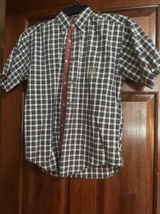 Tommy Hilfiger Shirt Boys M Plaid Short Sleeve Button Up Pocket - Picture 1 of 6
