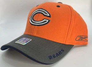 Vintage Chicago Bears Reebok NFL Hat Orange Charcoal Flex Fit Hat T969Z - Picture 1 of 9