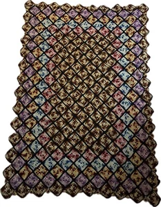 VTG Early Century Hand Made Afghan Bedspread Throw Wall Decor 68X48" READ! RARE - Picture 1 of 16