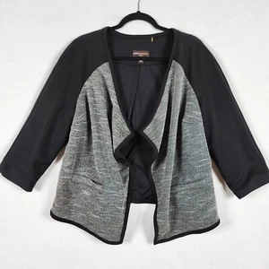 Dana Buchman Soft Drape Front Open Cardigan Jacket Black Gray Pockets Plus 16W - Picture 1 of 8