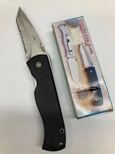 Small/Medium Size Folding Tanto Point Combination Blade Knife 1833 - Picture 1 of 18
