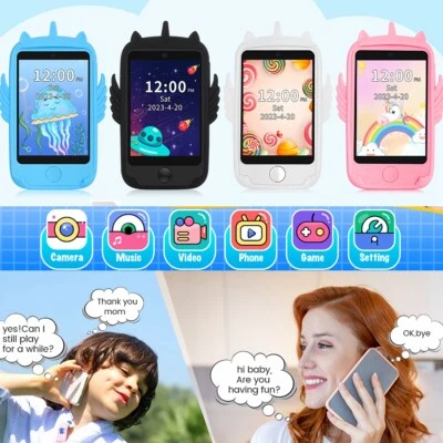 Kids Smart Phone Touchscreen Learning Toy with Games Camera for 3-10 Boys Girls - Image 1 of 4