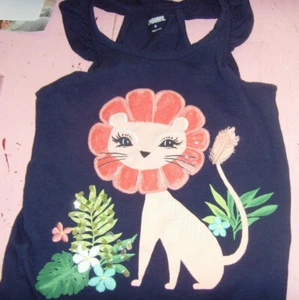 GUC Gymboree girls size 5 lion tank top jungle glitter summer navy ruffles top - Picture 1 of 1