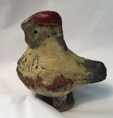 Rare Antique Redware Pottery, glazed  Rooster whistle,   19thC. - Image 1 of 4