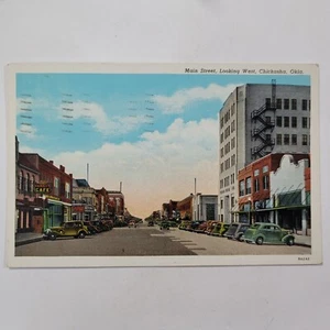 Chickasha Oklahoma Downtown Main Street Looking West Scene Vintage Postcard - Picture 1 of 6