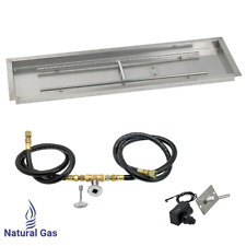 American Fireglass Rectangular Gas Fire Pit Kit w/ Spark Ignition Ng 48"X14"