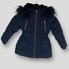 Matalan Girls Puffer Coat With Faux Fur Belted Size 4 Years