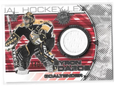 2000-01 Pacific Vanguard Dual Game-Worn Jerseys #13 Byron Dafoe McCarty /1400 - Image 1 of 2