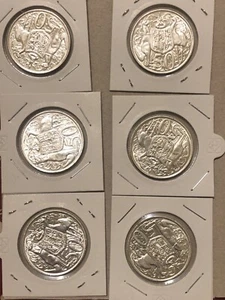 6 X Australian 1966 silver round 50 cent coin In 2x2 Holder AUnc Ex. 80% Silver - Picture 1 of 22