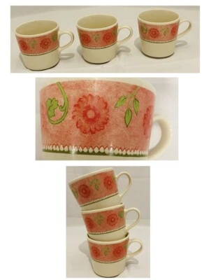 Juego de 3 tazas vintage Corelle flores rosas hojas verdes flores rosadas  Foto 1 de 4