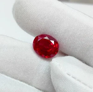 Red Ruby Gemstone Oval Cut Shape Handmade Beautiful Gemstone AAA+ Quality - Picture 1 of 3