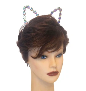 Strass Katzenohren Stirnband Farbe irisierend Schmuck & Silberband - Bild 1 von 4