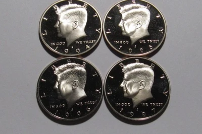 1994 S 1995 S 1996 S 1997 S Kennedy Half Dollar Proof - BU Condition - 194SA - Image 1 of 2