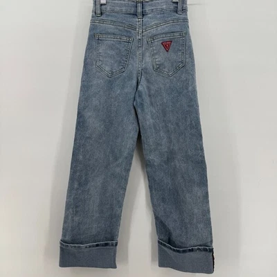 GUESS 90s Y2K Trendy Vtg Light Colored Jeans Girls Size 8 Cuffed Pants Logo - Image 1 of 4