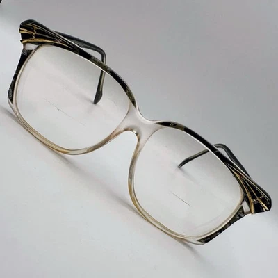 Vtg Neostyle Cat Eye Frames Glasses Gold Spiderweb Goth Black Silver Sparkle WOW - Image 1 of 4