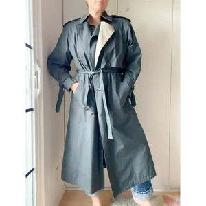 Vintage Damen Trenchcoat Größe 8 Grau Gefüttert Klassischer Stil Midi Klassisch - Bild 1 von 16