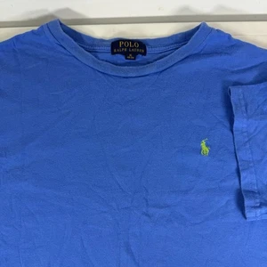 RALPH LAUREN POLO RAGAZZO T-SHIRT BLU LOGO LIME TAGLIA XL 18/20 - Foto 1 di 3