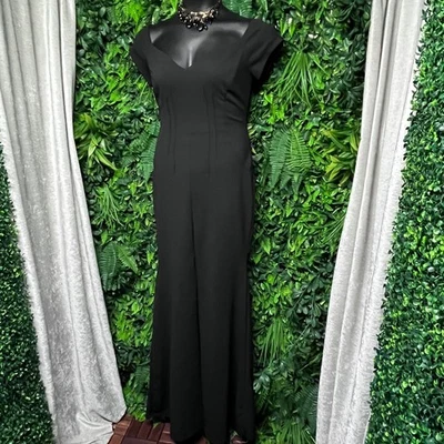 Vestido Sinfónico XL Negro Vestido Noche Formal Sirena Maxi Vestido Manga Gorra 3397 Foto 1 de 4