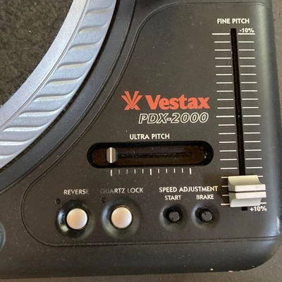 Vestax PDX-2000 Black DJ Turntable Working Includes Cover & Cable Missing Foot - Image 1 of 4