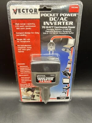 Vector Pocket Power Inverter, 70 Watt Car Adapter DC To AC New Sealed - Image 1 of 4