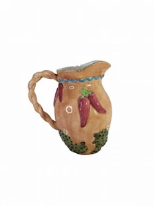 Lotus Majolica Cactus And Hot Pepper 10" H Large Pitcher China 1995 Vintage - Picture 1 of 8