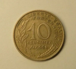 Frankreich 1966 10 Centimes Kupfer-Aluminium Münze 3,03 g - Bild 1 von 2