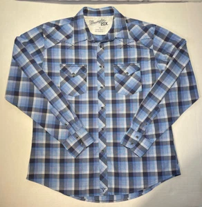 Wrangler Men's 20X Western Shirt Blue Plaid Pearl Snap Sz XL Contrast Stitching - Picture 1 of 12