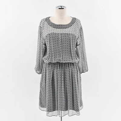 Vestido JOIE Talla S Andora Caviar Negro Blanco Estampado Lunares Seda Gasa Blusa Cápsula Foto 1 de 4