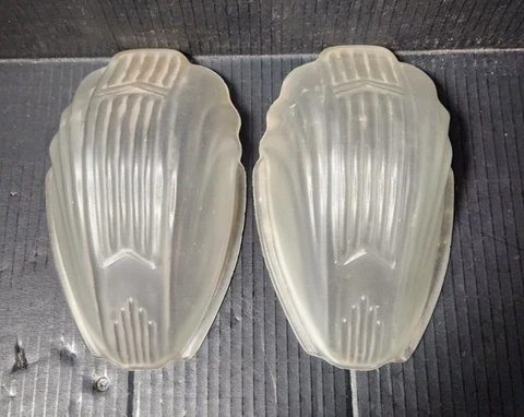 Pair Frosted Markel Replacemsnt Slip Shades w/ Chevron Cover
