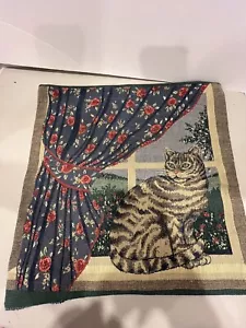 Vintage Katze Jacquard Webstuhl Wandteppich Überwurf Kissen Panel 16" x 16" - Bild 1 von 6