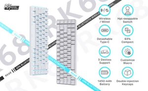 Royal Kludge RK68 White Wireless Swappable Keyboard Brown Switch USB22_WBRI - Picture 1 of 9
