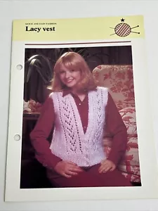 Lacy Vest Women's Knitting Pattern Card - Picture 1 of 4