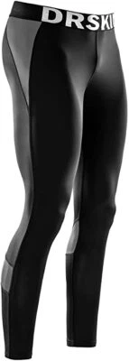 DRSKIN MEN'S COMPRESSION TIGHTS WORKOUT YOGA  PANTS,BLACK/GREY , US 3XL,NEW - Image 1 of 4