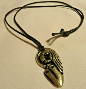 Collar de cuerda negra de 25" diseño cabeza de pájaro colgante color plata - Imagen 1 de 2