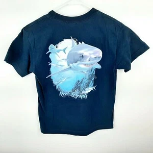 Reel Legends Sharks Boys Youth T-shirt Size Small Blue TO14 - Picture 1 of 4