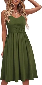 Casual Dresses for Women Sleeveless Cotton Summer Beach Dress A Line Spaghetti M - Picture 1 of 6
