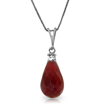 8.85 CTW 14K Solid White gold fine Face Home Ruby Diamond Necklace 20" - Image 1 of 4