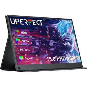15.6" Portable Display UPERFECT 1080P Best Gaming Monitor Type C w/Leather Case - Picture 1 of 6