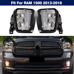 Pair LED Fog Light Front Bumper Lamp DRL w/ Dynamic Turn For RAM 1500 2013-2018 - Picture 1 of 12
