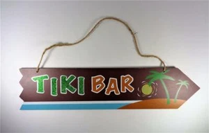 TIKI BAR WITH PALM TREES SUN & BEACH LUAU DECORATIVE BEACH BAR HOUSE WALL SIGN - Picture 1 of 3