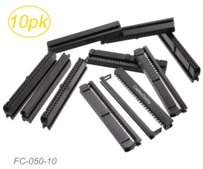 10-Pack 50-Pin (2x25) Female IDC 2.54mm Pitch Connectors for Flat Ribbon Cable - Image 1 of 4