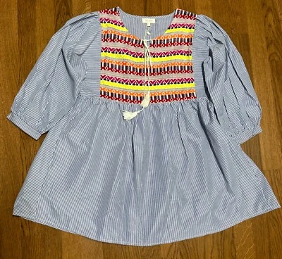 NUEVO CON ETIQUETAS VESTIDO/TÚNICA VELZERA BOHO BORDADO para mujer talla grande manga 3/4 Foto 1 de 4