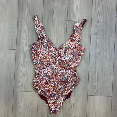 Traje de baño Lauren Ralph Lauren 20W estampado cachemir de una pieza con volantes delanteros Foto 1 de 4