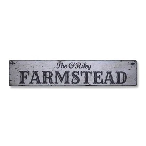 Farmstead, Custom Family Last Name - Rustic Distressed Wood Sign - Picture 1 of 2