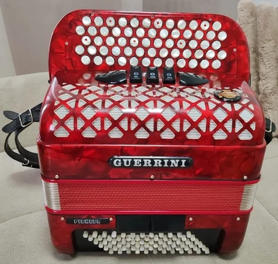 Excellent Guerrini 72 bass accordion, akkordeon, acordeon with case - Image 1 of 4
