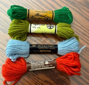 4 Skeins Vintage persial style wool for embroidery tapestry, about 12 - 15 yards - Picture 1 of 5