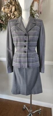 Винтажная юбка 1940-х Bullocks Of Pasadena Laske Side Shop из двух частей шерстяная смесь... - Изображение 1 из 4