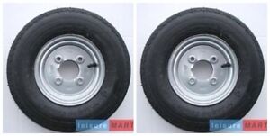 A Pair 400 x 8, 4.80  4.00 x 8 Inch Trailer Wheels and Tyres 4 Ply 4 inch PCD